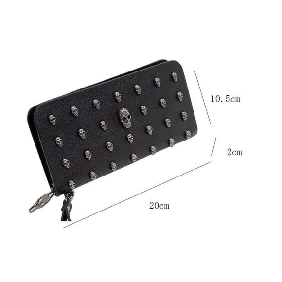 NEW Skull Studded Wallet Wrist Strap Punk Gothic - Picture 6 of 6